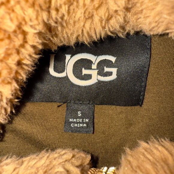 UGG Marlene Heritage Braid High Pile Fleece Jacket Chestnut Heritage Brown $198 - Picture 7 of 9